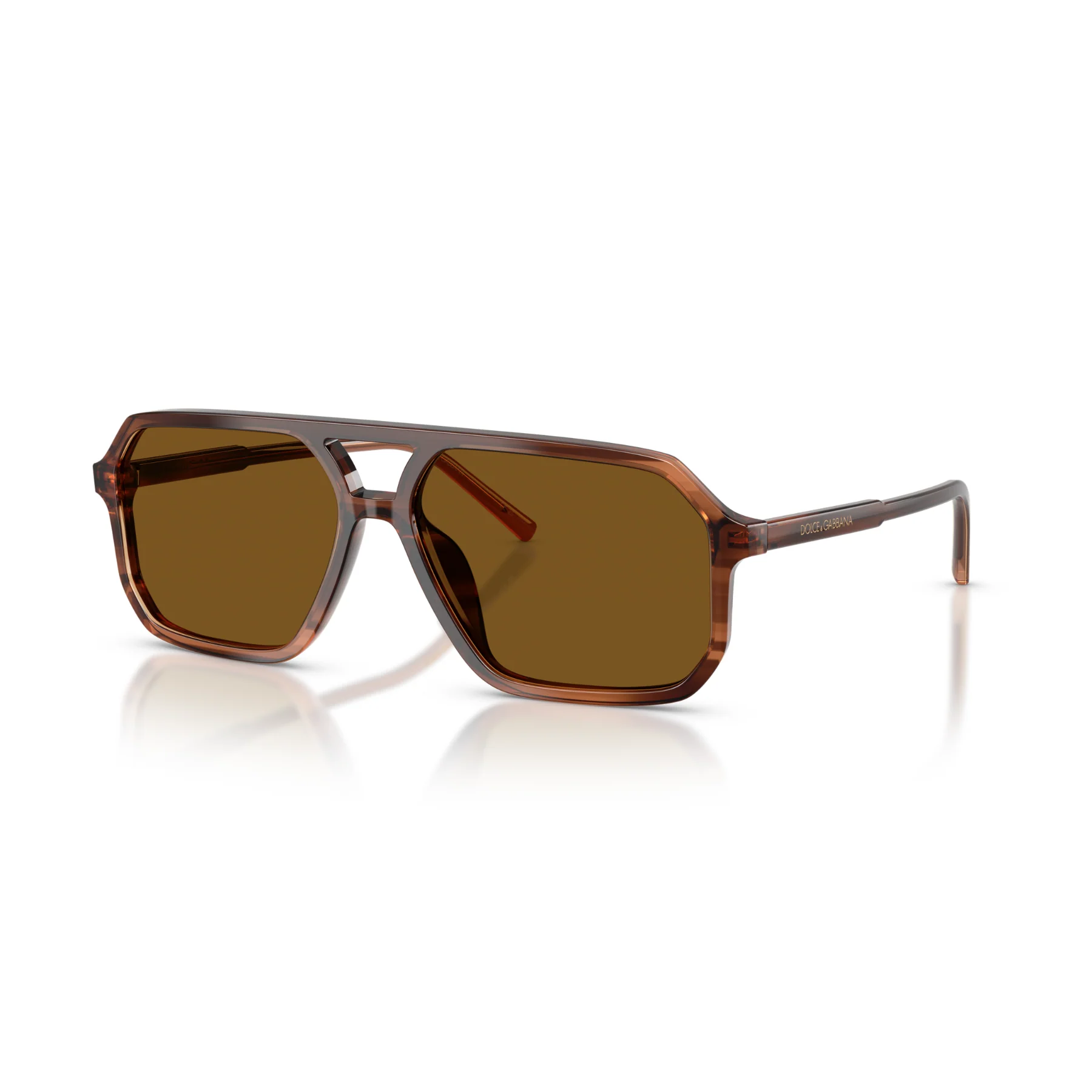 Gafas De Sol Dolce & Gabbana DG4541 Transp Brown On Striped Brown Dark Brown Polar Café/Marrón - Image 2